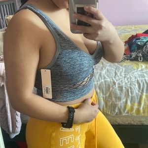 Gray sexy sports bra